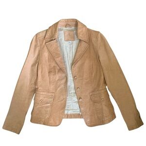 Banana Republic Women’s Western Tan Leather Notched Lapeled Blazer NWOT Size: M